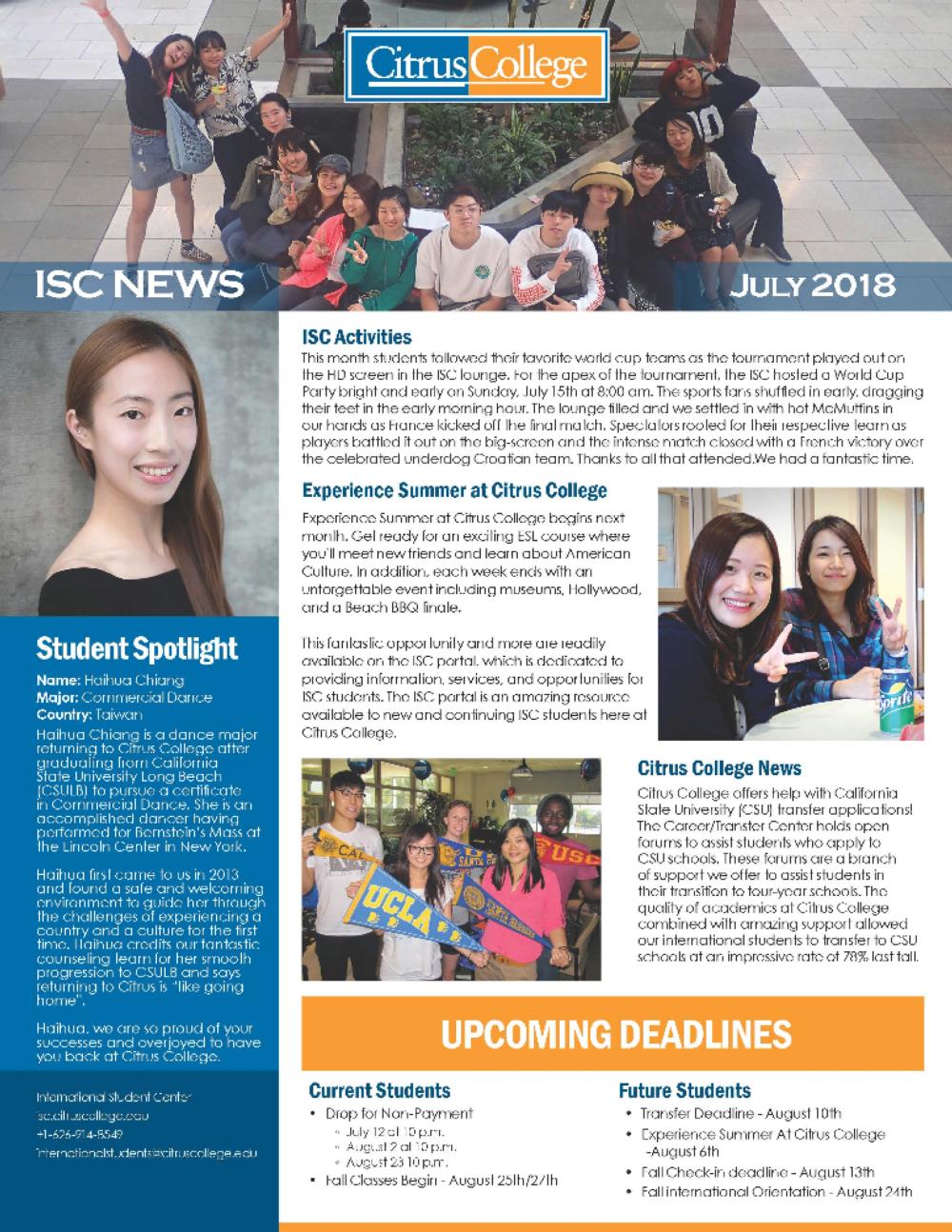 July 2018 Newsletter