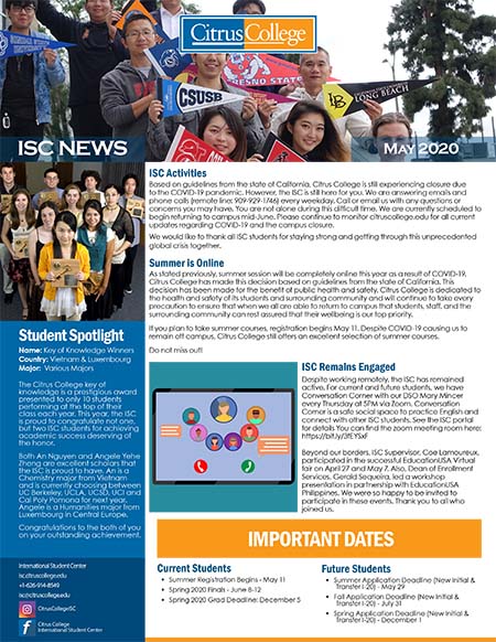 May 2020 ISC News
